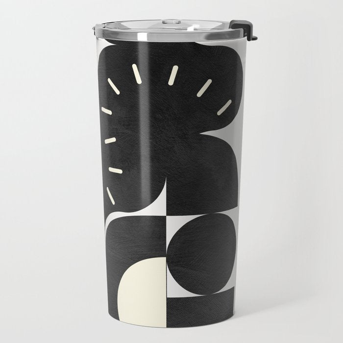 minimal black white shapes mid century Travel Mug Gallery Image 2