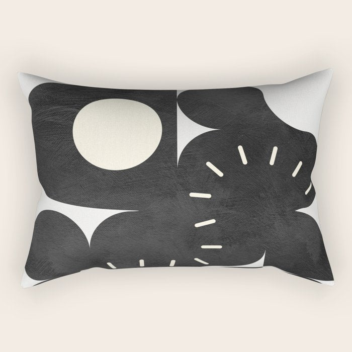 minimal black white shapes mid century Rectangular Pillow Gallery Image 1