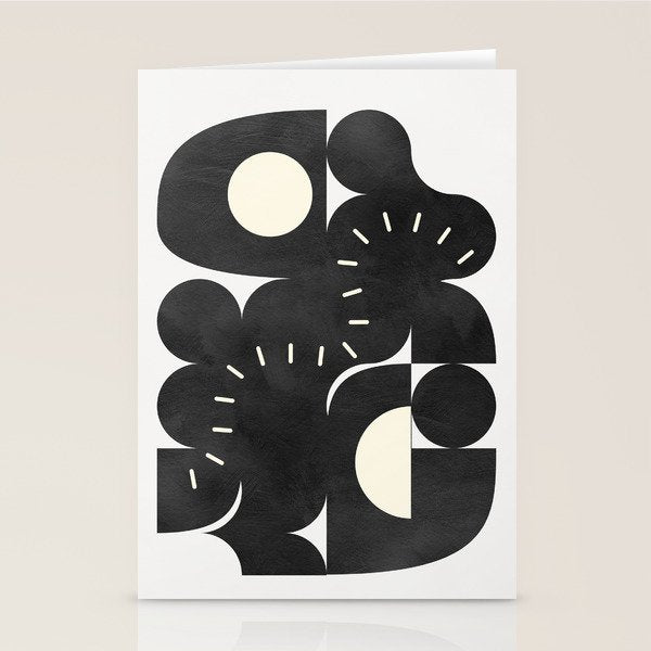 minimal black white shapes mid century Stationery Card Gallery Image 2
