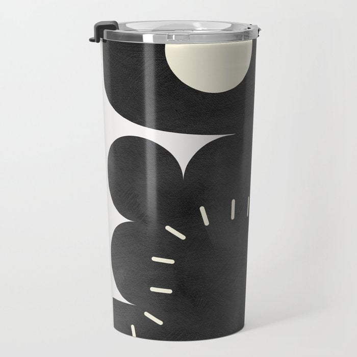 minimal black white shapes mid century Travel Mug Gallery Image 3