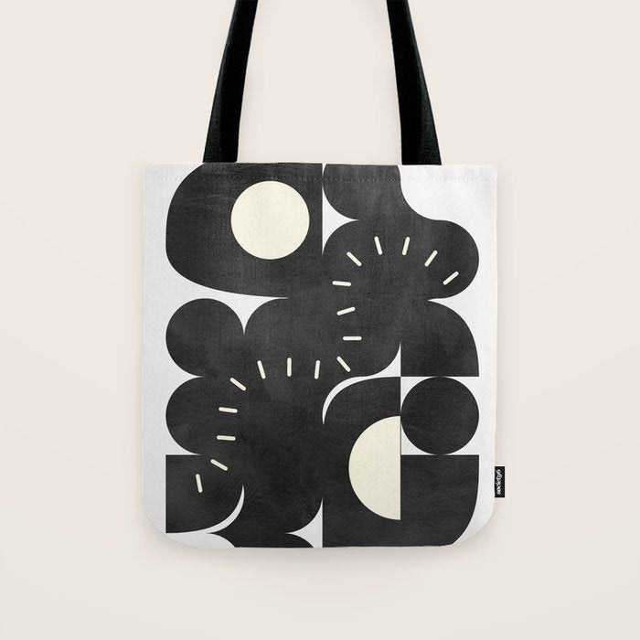 minimal black white shapes mid century Tote Bag Gallery Image 1