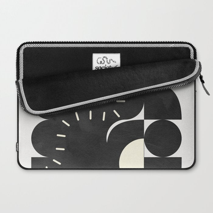 minimal black white shapes mid century Laptop Sleeve Gallery Image 2