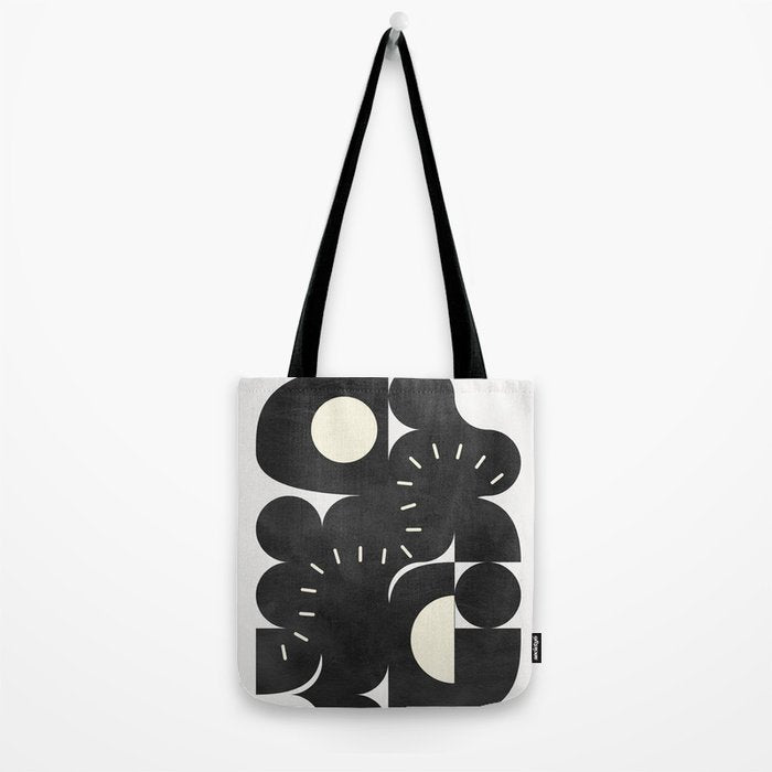 minimal black white shapes mid century Tote Bag Gallery Image 2