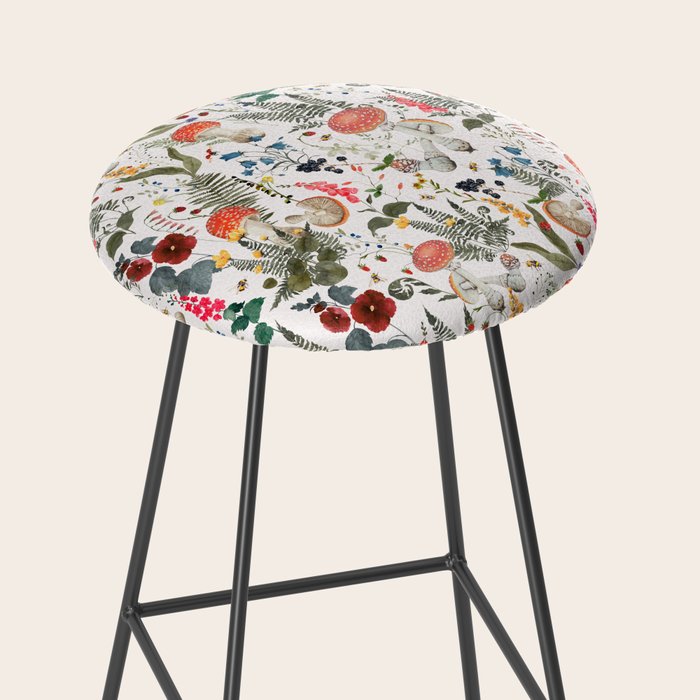 Watercolor Hand Drawn Mushroom Autumn Garden Stool Gallery Image 2