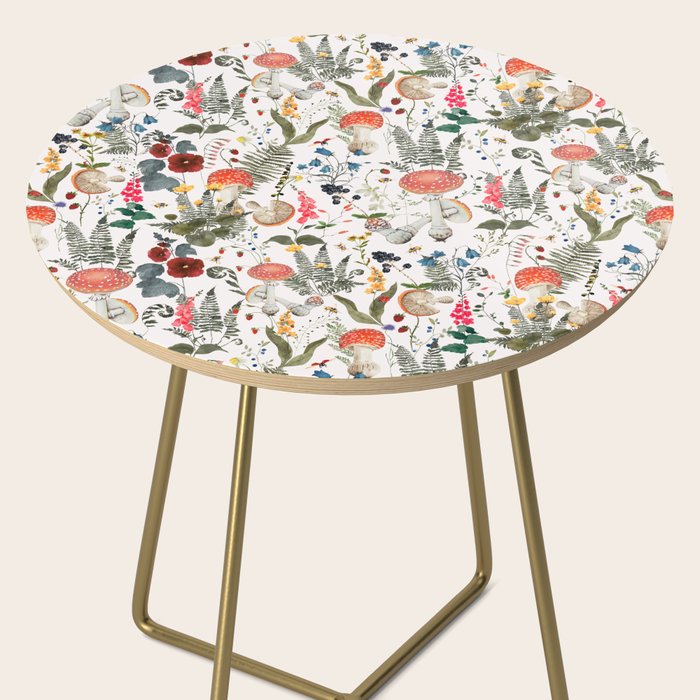 Watercolor Hand Drawn Mushroom Autumn Garden Side Table Gallery Image 2