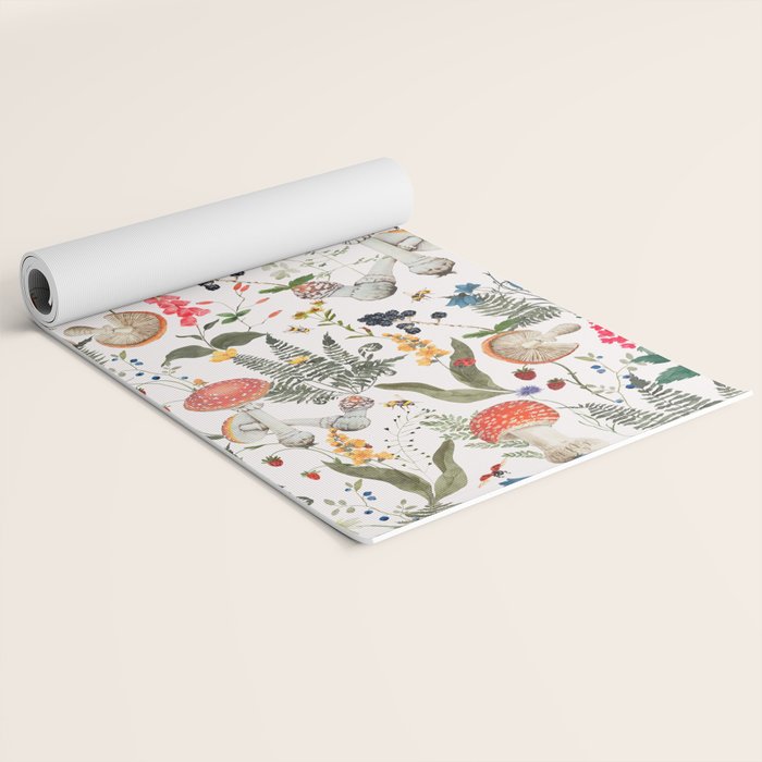 Watercolor Hand Drawn Mushroom Autumn Garden Yoga Mat Gallery Image 2