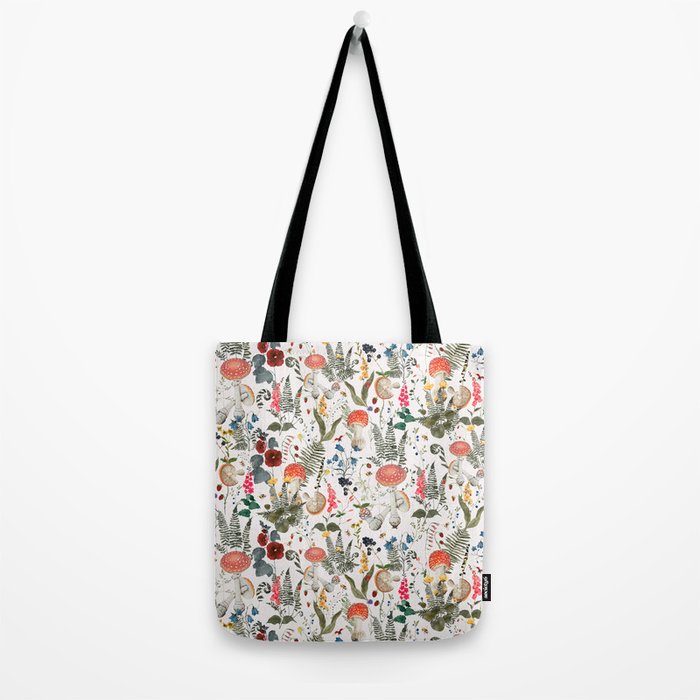 Watercolor Hand Drawn Mushroom Autumn Garden Tote Bag Gallery Image 2