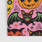 Retro Halloween in Pink - Skull Black Cat Devil Pumpkin Bat Owl Motifs Poster Gallery Image 3