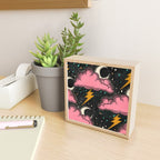 Stormy Night - black & pink Mini Art Print Gallery Image 2