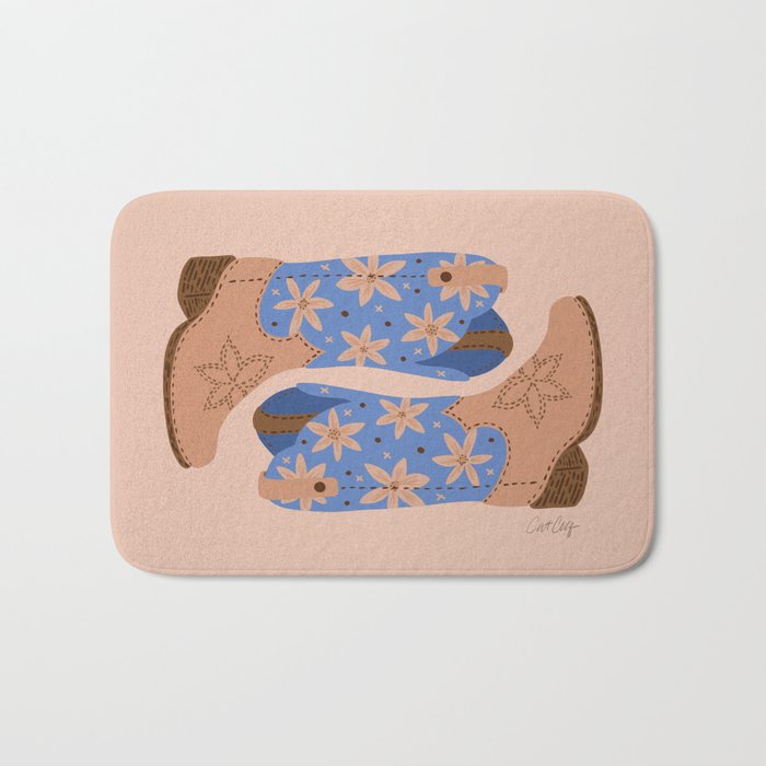 Cowgirl Boots â Blue & Peach Bath Mat Gallery Image 1