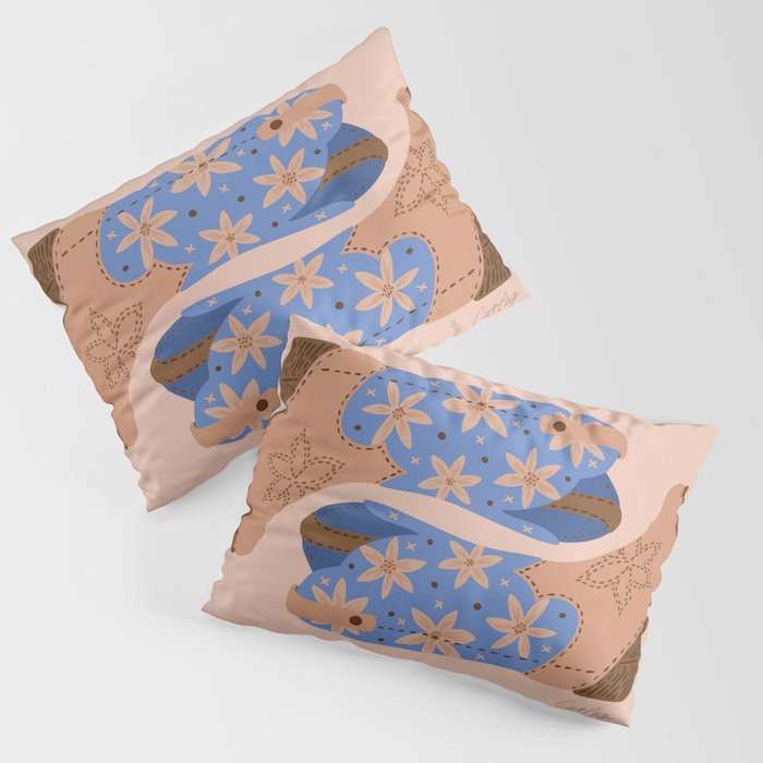 Cowgirl Boots â Blue & Peach Pillow Sham Gallery Image 3