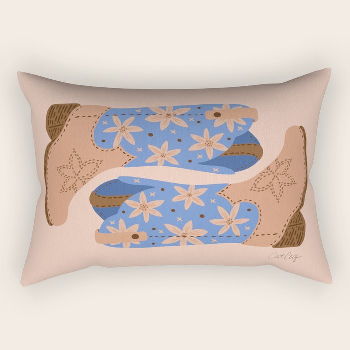 Cowgirl Boots â Blue & Peach Rectangular Pillow Gallery Image 2