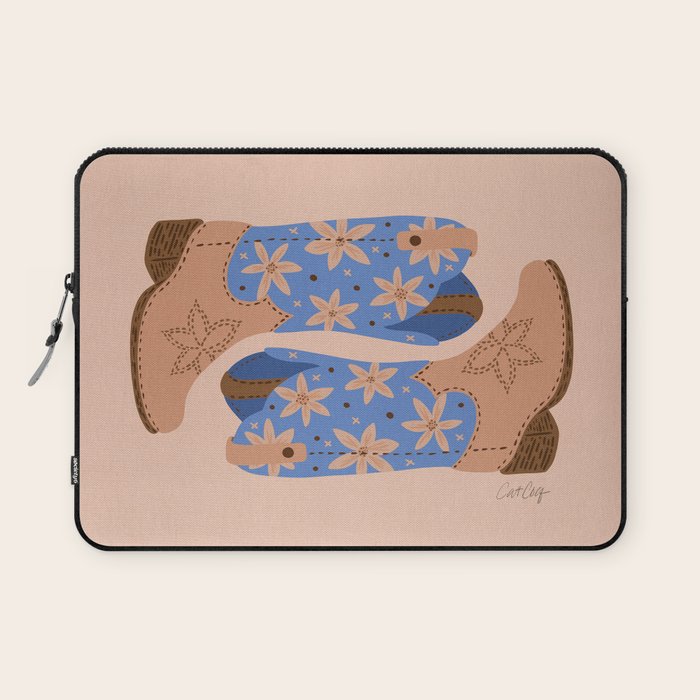 Cowgirl Boots â Blue & Peach Laptop Sleeve Gallery Image 1