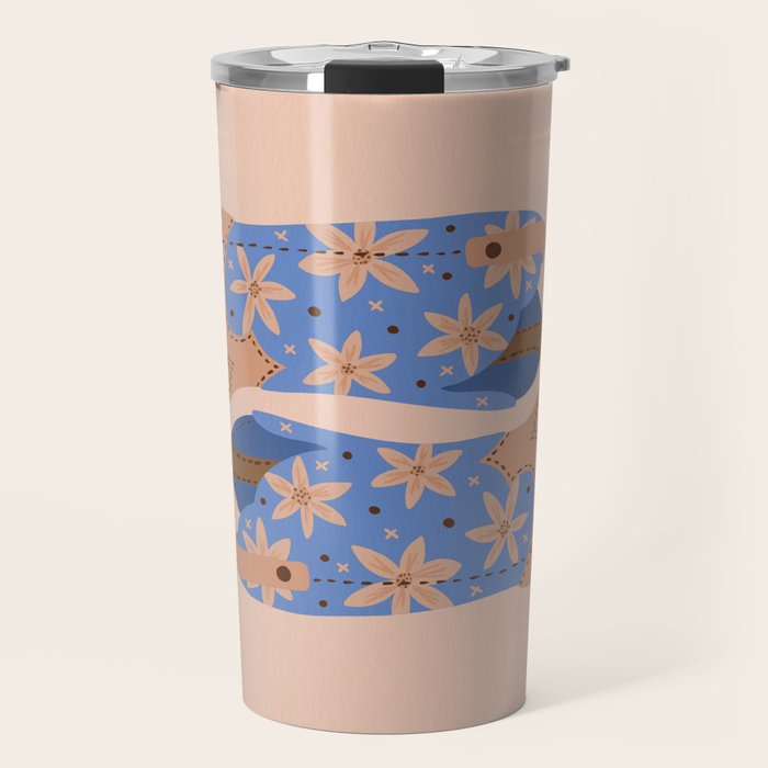 Cowgirl Boots â Blue & Peach Travel Mug Gallery Image 1