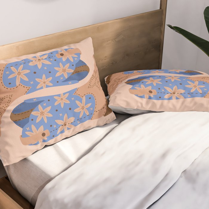Cowgirl Boots â Blue & Peach Pillow Sham Gallery Image 2