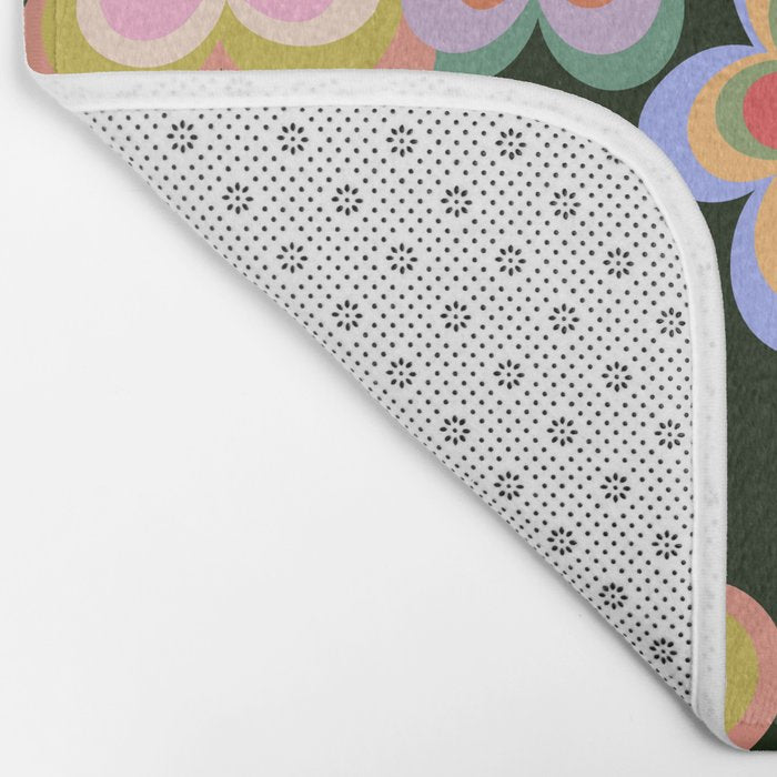 70s Evil Eye Flower Pattern in dark green Bath Mat Gallery Image 2