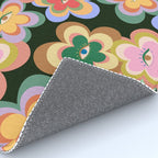 70s Evil Eye Flower Pattern in dark green Rug Gallery Image 4