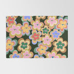 70s Evil Eye Flower Pattern in dark green Rug Gallery Image 2