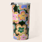 70s Evil Eye Flower Pattern in dark green Travel Mug Gallery Image 3