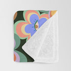70s Evil Eye Flower Pattern in dark green Throw Blanket Gallery Image 3