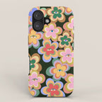 70s Evil Eye Flower Pattern in dark green iPhone Case Gallery Image 1