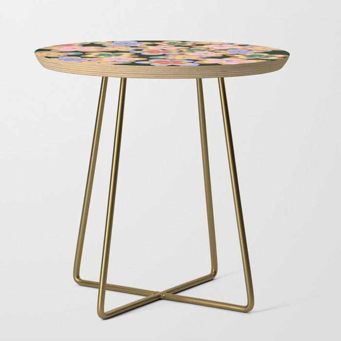 70s Evil Eye Flower Pattern in dark green Side Table Gallery Image 1