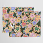 70s Evil Eye Flower Pattern in dark green Placemat Gallery Image 1