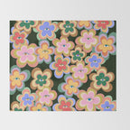 70s Evil Eye Flower Pattern in dark green Throw Blanket Gallery Image 2
