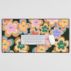 70s Evil Eye Flower Pattern in dark green Desk Mat Gallery Image 1