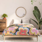 70s Evil Eye Flower Pattern in dark green Comforter Gallery Image 3