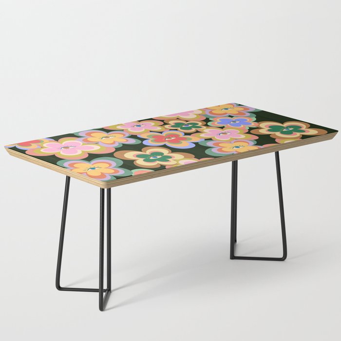 70s Evil Eye Flower Pattern in dark green Coffee Table Gallery Image 1