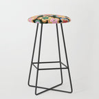 70s Evil Eye Flower Pattern in dark green Stool Gallery Image 1