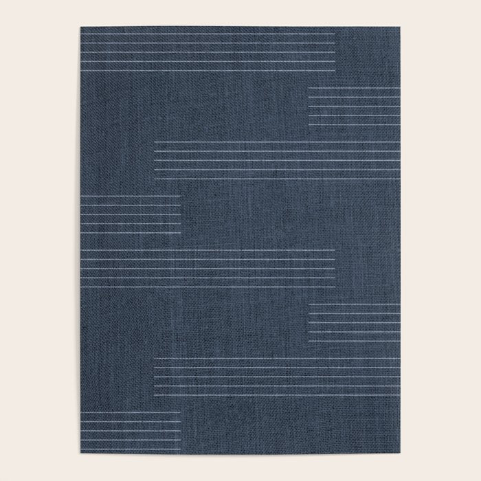 Minimal Striped Pattern, Navy Blue Poster Gallery Image 1