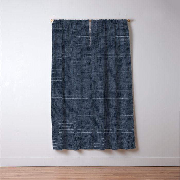 Minimal Striped Pattern, Navy Blue Window Curtain Gallery Image 3