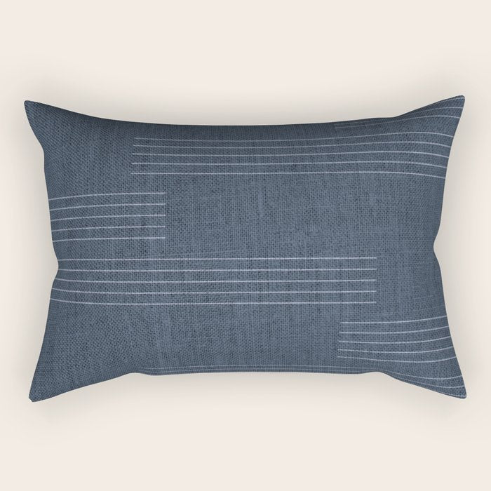 Minimal Striped Pattern, Navy Blue Rectangular Pillow Gallery Image 1