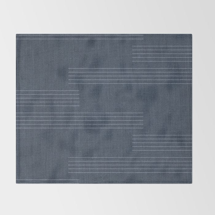 Minimal Striped Pattern, Navy Blue Throw Blanket Gallery Image 2