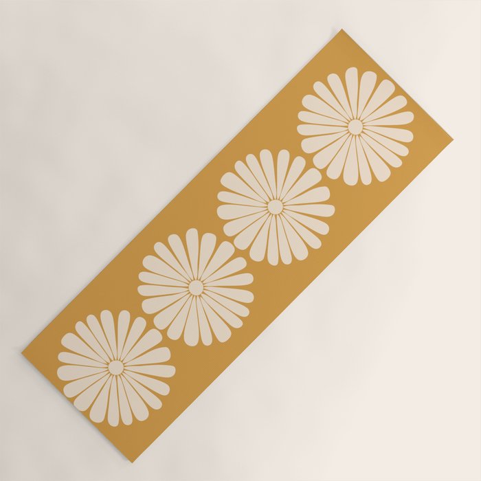 Retro Daisy Abstract XVIII Golden Orange Bold Floral Yoga Mat Gallery Image 1