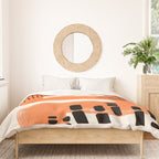 Mid Century Modern abstract Minimalist Fun Colorful Shapes Patterns Orange Watercolor Wiggle Stroke Duvet Cover Gallery Image 3