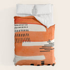 Mid Century Modern abstract Minimalist Fun Colorful Shapes Patterns Orange Watercolor Wiggle Stroke Duvet Cover Gallery Image 6