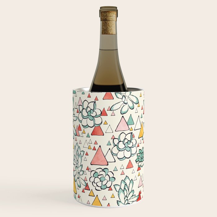 Succulent and triangles seamless pattern Wine Chiller Gallery Image 2