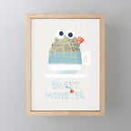 Sweet monster cupcake mint Mini Art Print Gallery Image 1