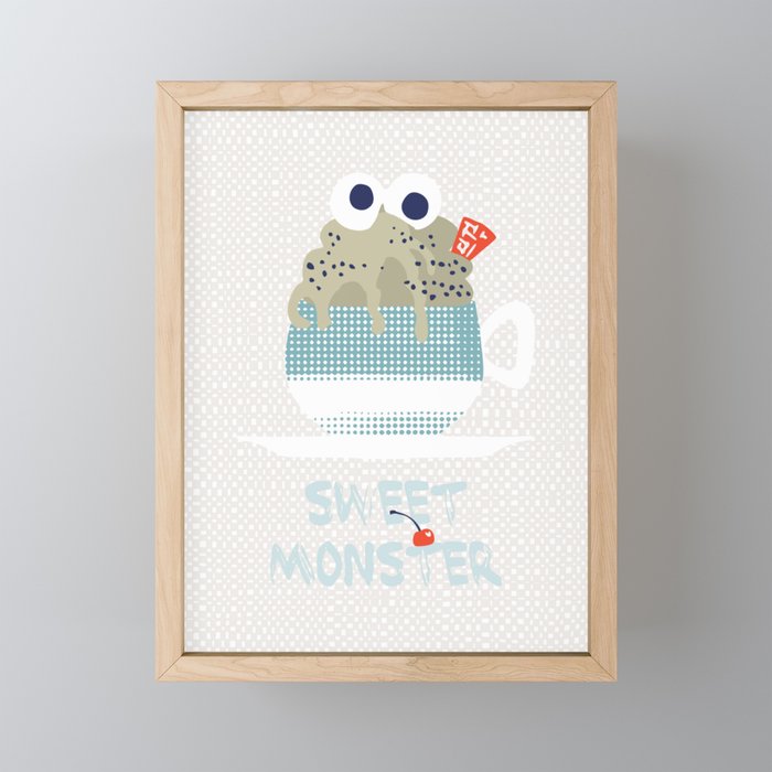 Sweet monster cupcake mint Mini Art Print Gallery Image 1