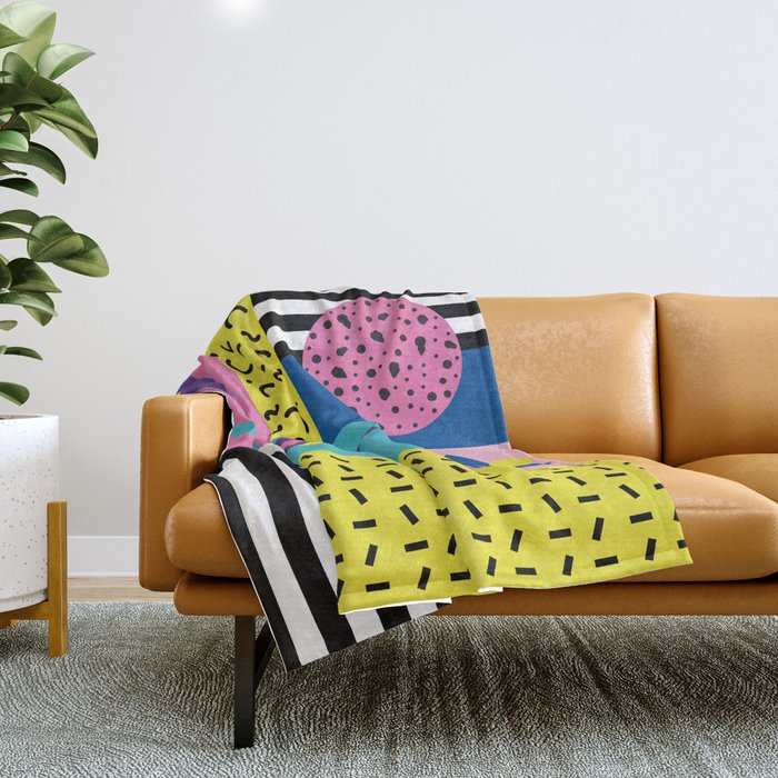 Memphis pattern 53 - 80s / 90s Retro Throw Blanket Gallery Image 1
