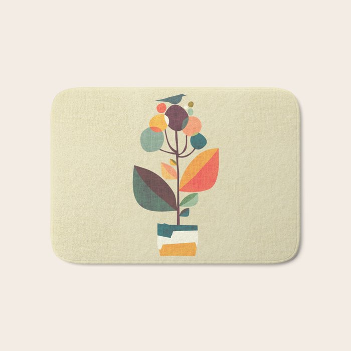 Potted plant with a bird Bath Mat Gallery Image 1