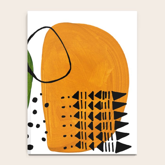 Modern Mid Century Fun Colorful Abstract Minimalist Painting Olive Green Yellow Ochre Buns Notebook Gallery Image 4