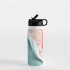 Pastel Coastline - Aerial View of Turquoise Sea and Blush Sand Water Bottle Gallery Image 1