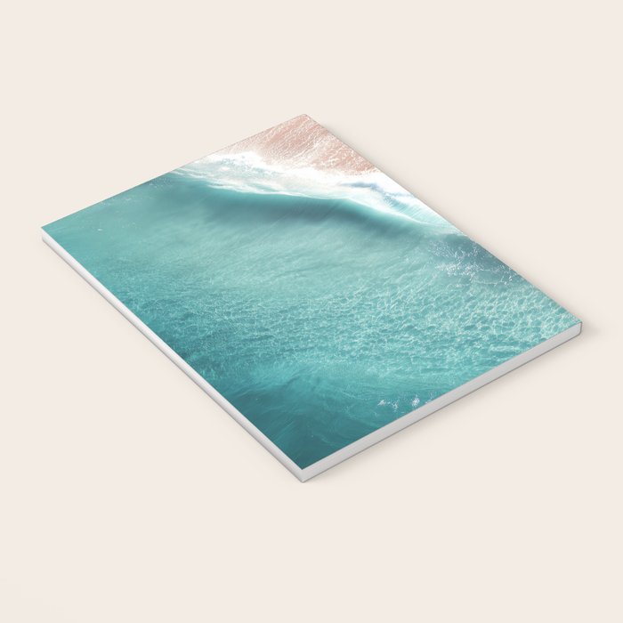 Pastel Coastline - Aerial View of Turquoise Sea and Blush Sand Notebook Gallery Image 3