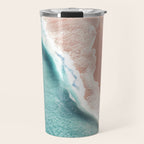 Pastel Coastline - Aerial View of Turquoise Sea and Blush Sand Travel Mug Gallery Image 1