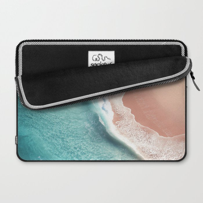 Pastel Coastline - Aerial View of Turquoise Sea and Blush Sand Laptop Sleeve Gallery Image 2