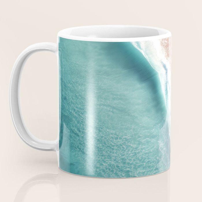 Pastel Coastline - Aerial View of Turquoise Sea and Blush Sand Coffee Mug Gallery Image 3
